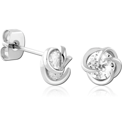 STERLING SILVER 925 RHODIUM COATED JEWELED EAR STUDS PAIR SPECIAL NEW DESIGN