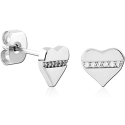 STERLING SILVER 925 RHODIUM COATED JEWELED EAR STUDS PAIR SPECIAL NEW DESIGN