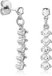 STERLING SILVER 925 RHODIUM COATED JEWELED EAR STUDS PAIR SPECIAL NEW DESIGN