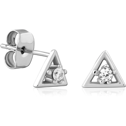 STERLING SILVER 925 RHODIUM COATED JEWELED EAR STUDS PAIR SPECIAL NEW DESIGN