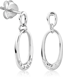 STERLING 925 SILVER RHODIUM PLATED  JEWELED EAR STUDS PAIR