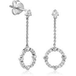 STERLING 925 SILVER RHODIUM PLATED  JEWELED EAR STUDS PAIR