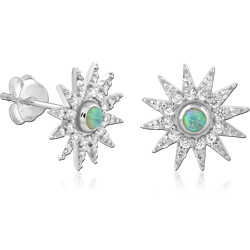 STERLING 925 SILVER RHODIUM PLATED EAR STUDS PAIR