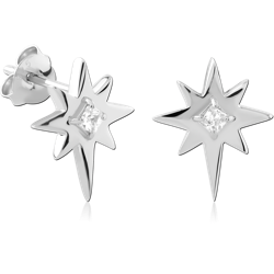 STERLING 925 SILVER RHODIUM PLATED EAR STUDS PAIR