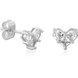 STERLING 925 SILVER PLATED JEWELED EAR STUDS PAIR