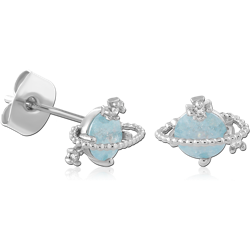 STERLING 925 SILVER PLATED JEWELED EAR STUDS PAIR
