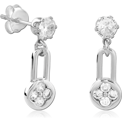 STERLING 925 SILVER PLATED JEWELED EAR STUDS PAIR