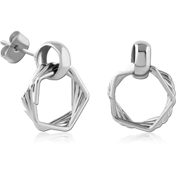 STERLING SILVER 925 RHODIUM COATED JEWELED EAR STUDS PAIR SPECIAL NEW DESIGN