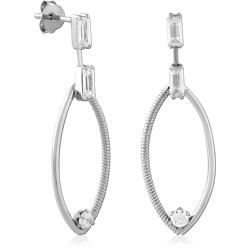 STERLING 925 SILVER PLATED JEWELED EAR STUDS PAIR