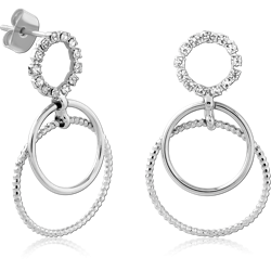 STERLING 925 SILVER PLATED JEWELED EAR STUDS PAIR