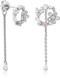 STERLING SILVER 925 RHODIUM COATED  JEWELED EAR STUDS PAIR