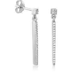 STERLING SILVER 925 RHODIUM COATED JEWELED EAR STUDS PAIR SPECIAL NEW DESIGN