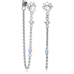 STERLING SILVER 925 RHODIUM COATED EAR STUDS PAIR