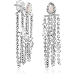 STERLING SILVER 925 RHODIUM COATED EAR STUDS PAIR