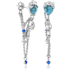 STERLING SILVER 925 RHODIUM COATED EAR STUDS PAIR