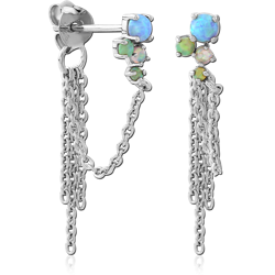 STERLING SILVER 925 RHODIUM COATED EAR STUDS PAIR