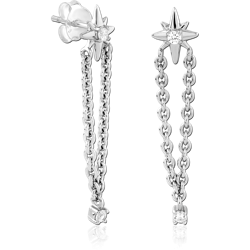 STERLING SILVER 925 RHODIUM COATED EAR STUDS PAIR - FLOWER