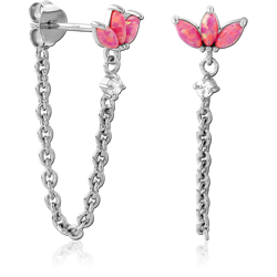 STERLING SILVER 925 RHODIUM COATED EAR STUDS PAIR - FLOWER