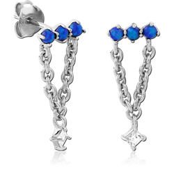 STERLING SILVER 925 RHODIUM COATED EAR STUDS PAIR