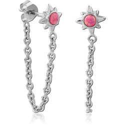 STERLING SILVER 925 RHODIUM COATED EAR STUDS PAIR - FLOWER