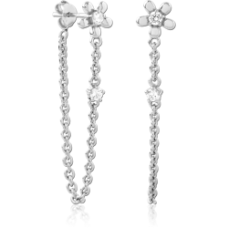 STERLING SILVER 925 RHODIUM COATED EAR STUDS PAIR - FLOWER