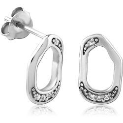 STERLING SILVER 925 RHODIUM COATED EAR STUDS PAIR