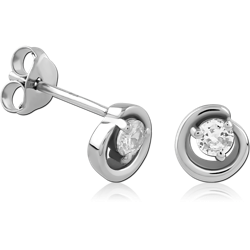 STERLING 925 SILVER RHODIUM PLATED EAR STUDS PAIR