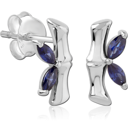 STERLING 925 SILVER RHODIUM PLATED EAR STUDS PAIR