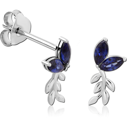 STERLING SILVER 925 RHODIUM COATED EAR STUDS PAIR