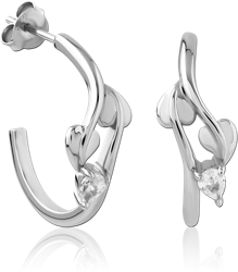 STERLING SILVER 925 RHODIUM COATED EAR STUDS PAIR
