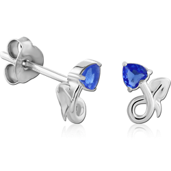 STERLING SILVER 925 RHODIUM COATED EAR STUDS PAIR
