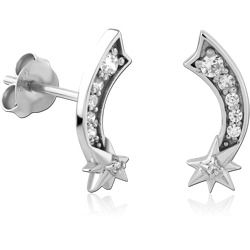 STERLING SILVER 925 RHODIUM COATED EAR STUDS PAIR
