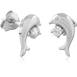 STERLING SILVER 925 RHODIUM COATED EAR STUDS PAIR