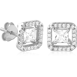 STERLING SILVER 925 RHODIUM COATED EAR STUDS PAIR