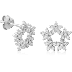 STERLING SILVER 925 RHODIUM COATED EAR STUDS PAIR