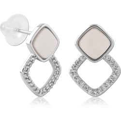 STERLING SILVER 925 RHODIUM COATED EAR STUDS PAIR SPECIAL NEW DESIGN