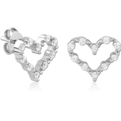 STERLING SILVER 925 RHODIUM COATED JEWELED EAR STUDS PAIR SPECIAL NEW DESIGN