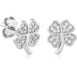 STERLING SILVER 925 RHODIUM COATED JEWELED EAR STUDS PAIR SPECIAL NEW DESIGN