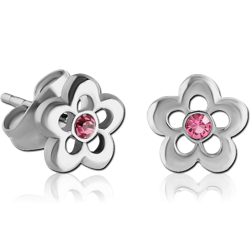 SURGICAL STEEL GRADE 316L EAR STUDS PAIR - FLOWER