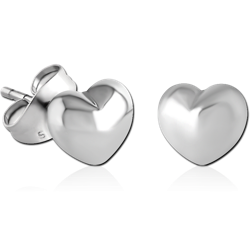SURGICAL STEEL GRADE 316L EAR STUDS PAIR - HEART