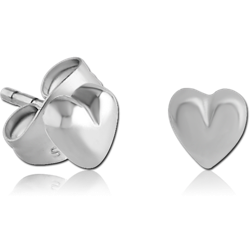 SURGICAL STEEL GRADE 316L EAR STUDS PAIR - HEART