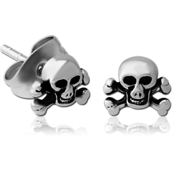 SURGICAL STEEL GRADE 316L EAR STUDS PAIR - DANGER