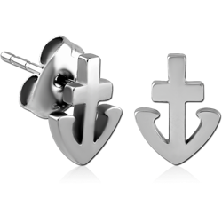 SURGICAL STEEL GRADE 316L EAR STUDS PAIR - ANCHOR