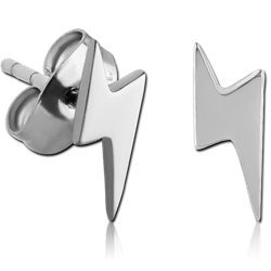 SURGICAL STEEL GRADE 316L EAR STUDS PAIR - LIGHTNING