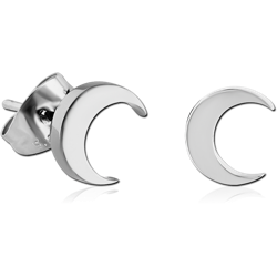 SURGICAL STEEL GRADE 316L EAR STUDS PAIR - CRESENT