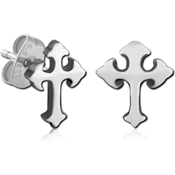 SURGICAL STEEL GRADE 316L EAR STUDS PAIR - CROSS