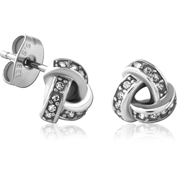 SURGICAL STEEL GRADE 316L JEWELED EAR STUDS PAIR