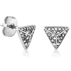 SURGICAL STEEL GRADE 316L JEWELED EAR STUDS PAIR