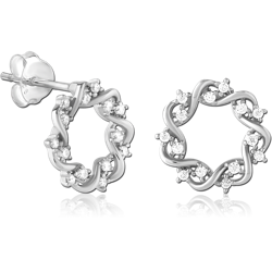 SURGICAL STEEL GRADE 316L JEWELED EAR STUDS PAIR