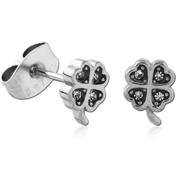 SURGICAL STEEL GRADE 316L JEWELED EAR STUDS PAIR